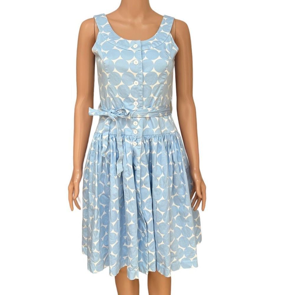Marvin Richards Dress Women’s Sleeveless Blue & White Polka Dot Fit-&-Flare sz 4